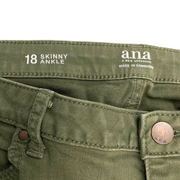 Ana Skinny Ankle Women's size 18 Green Denim jeans - Picture 2 of 4